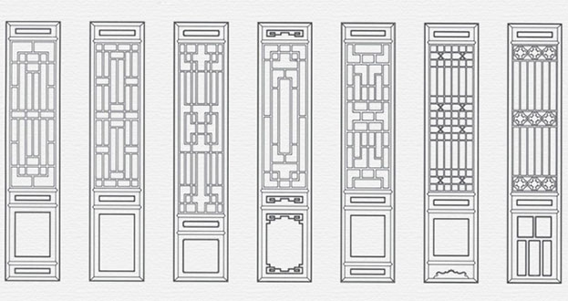 东川常用中式仿古花窗图案隔断设计图